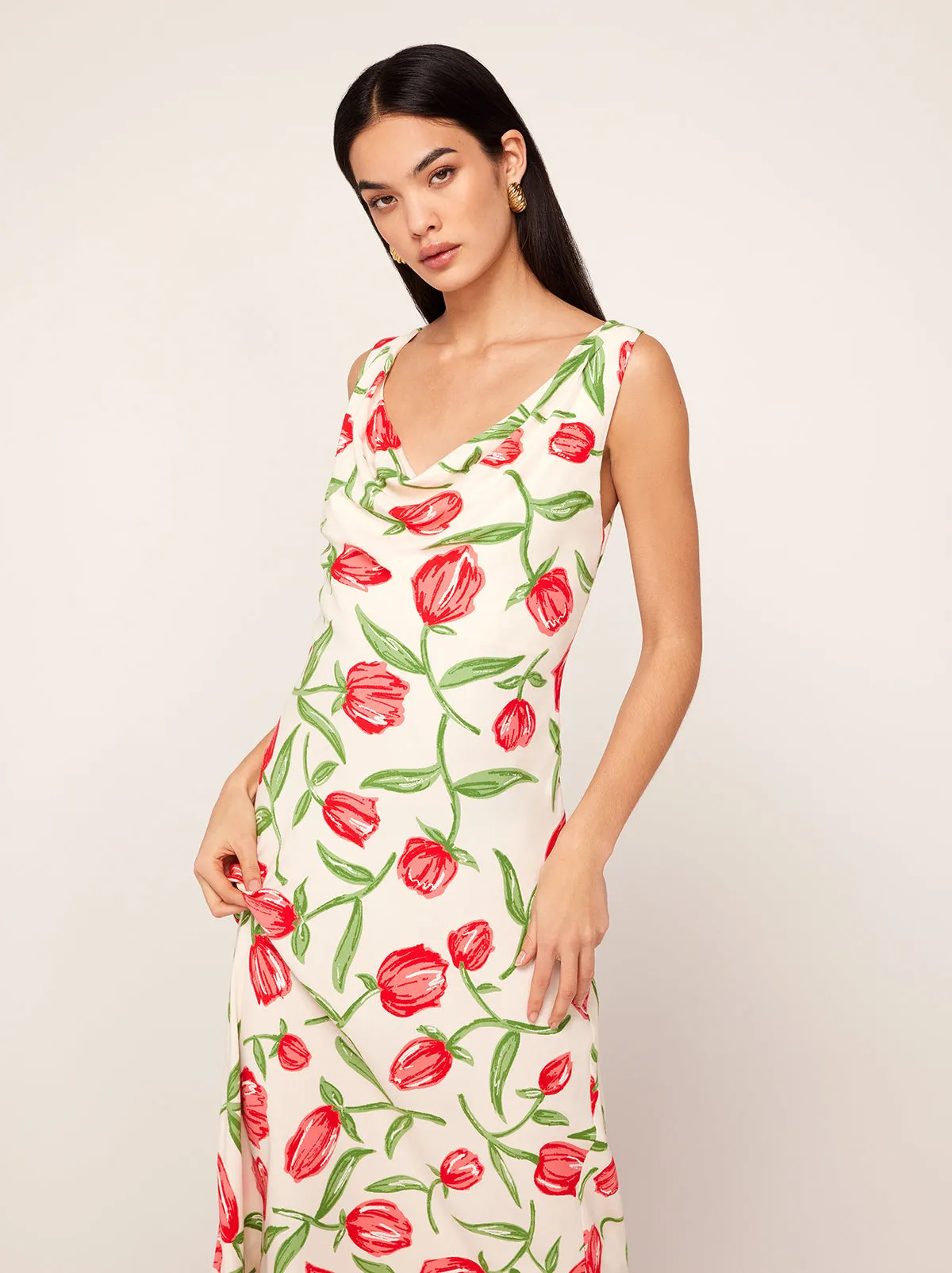 Araminta Ivory Tulip Print Midi Dress