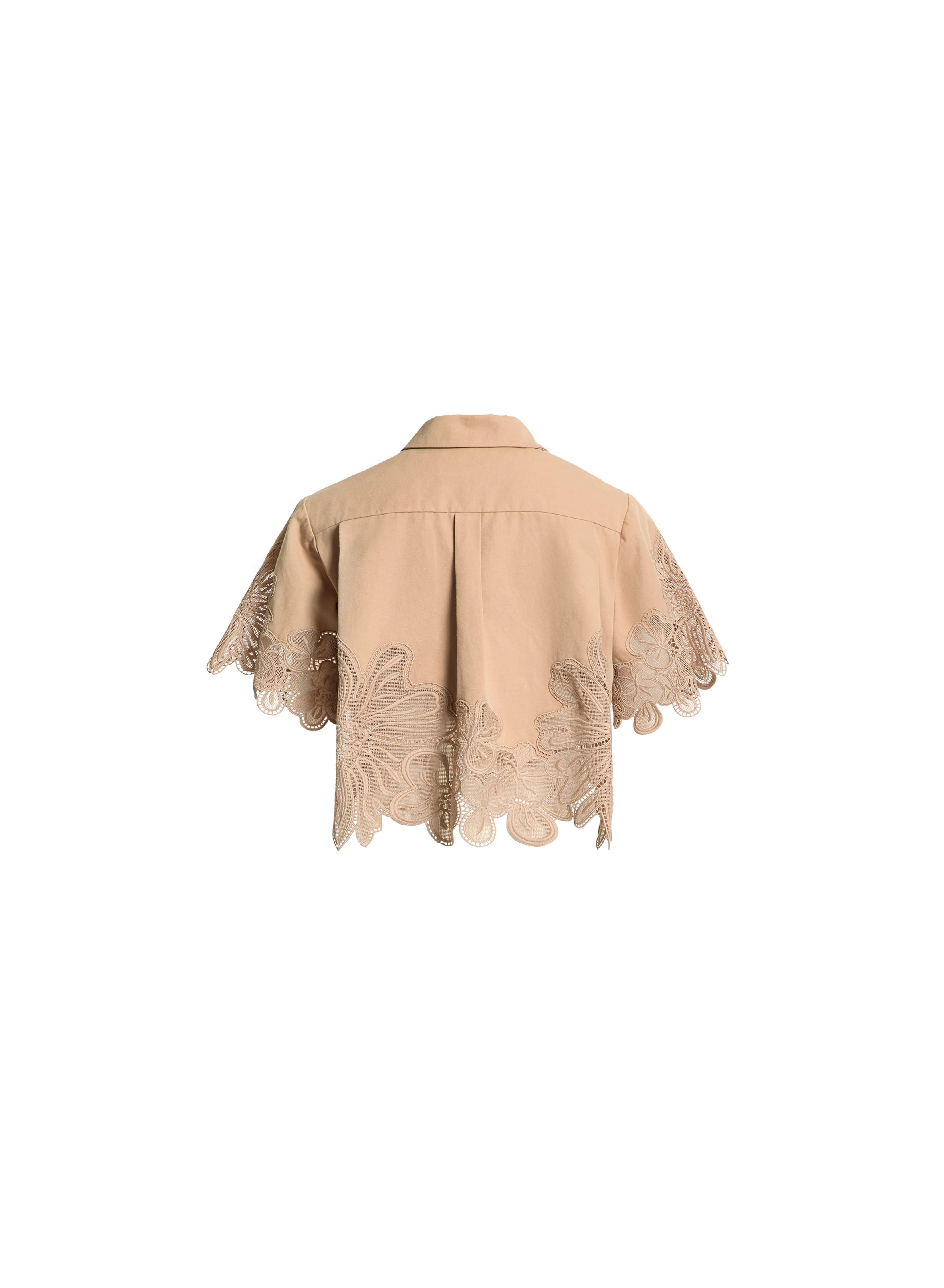 Embroidered Gabardine Top