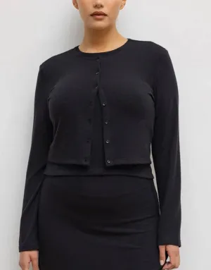 Leset Lauren Cropped Cardigan - Black