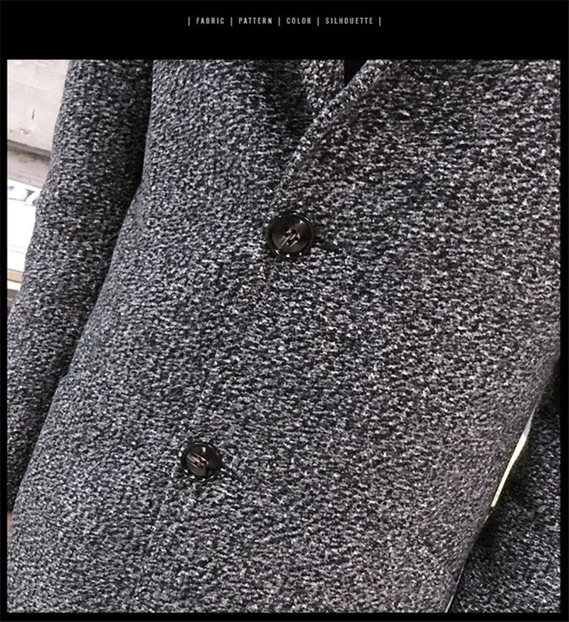 Men's Thick Wool Blends Trench Long Casual Top Coats Fashion Warm Coat Lapel Collar Overcoat Plus Size 5XL Male Slim Windbreaker