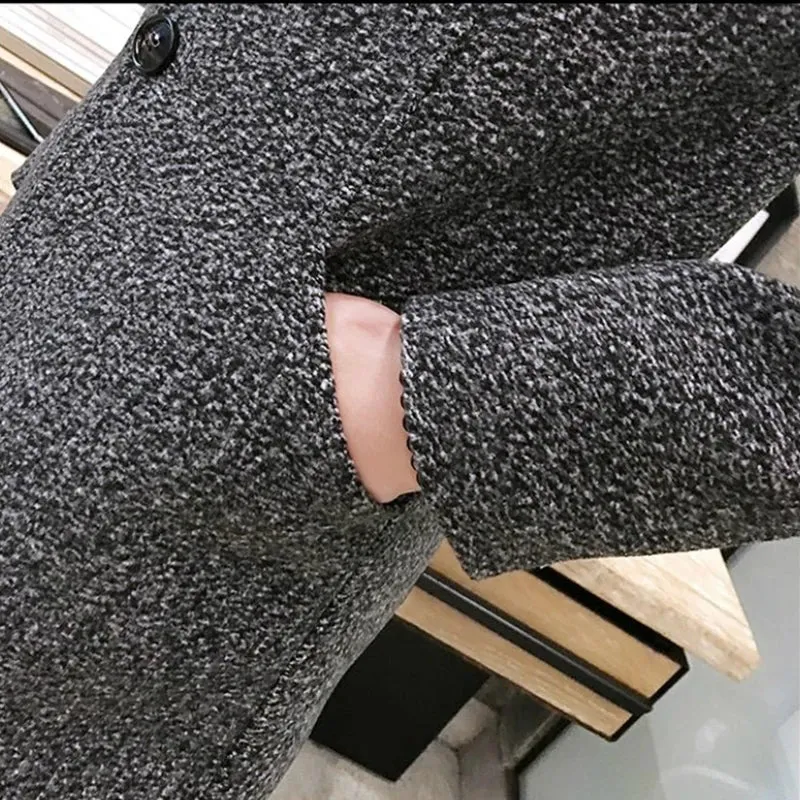 Men's Thick Wool Blends Trench Long Casual Top Coats Fashion Warm Coat Lapel Collar Overcoat Plus Size 5XL Male Slim Windbreaker