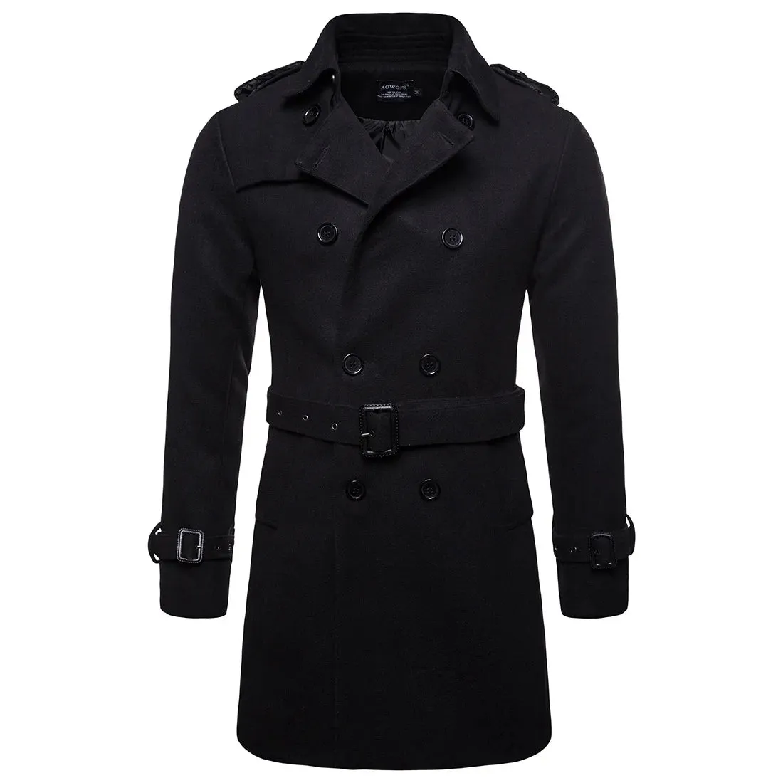 Wiaofellas  -  Mens Overcoat Trench Coats Winter Male Pea Coat with Belt Double Breasted Men Wool & Blends Coat Jacket Brand Clothing W10