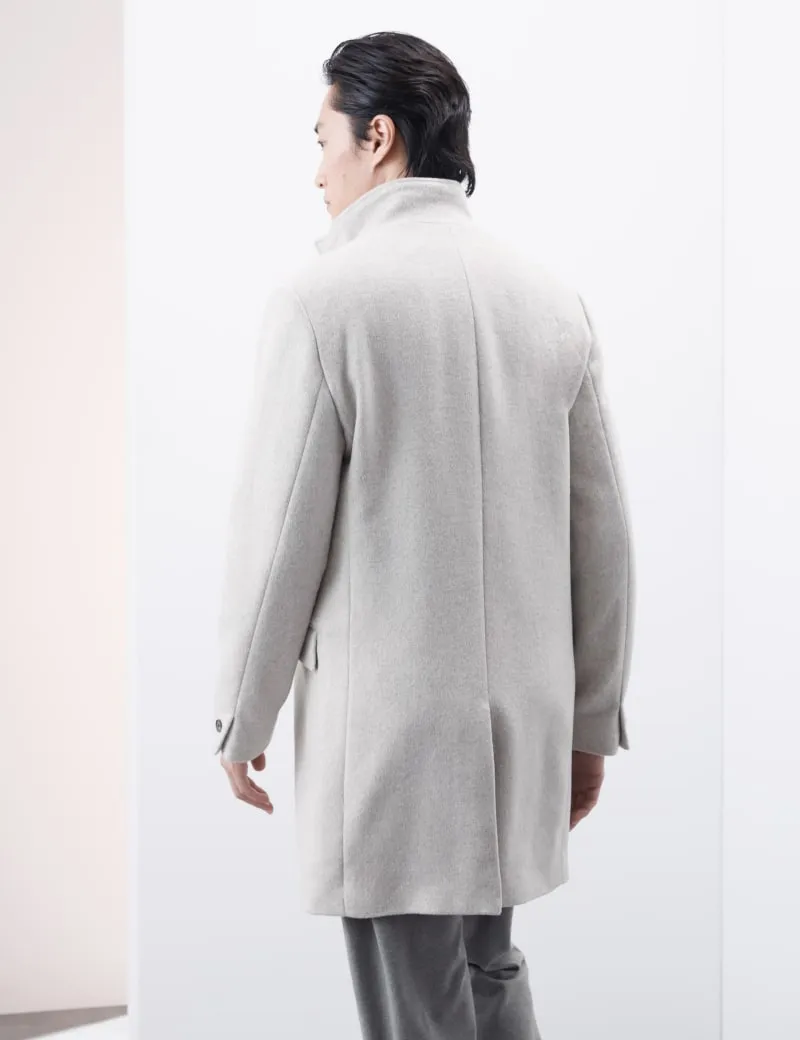 Wool Blend Funnel Neck Coat