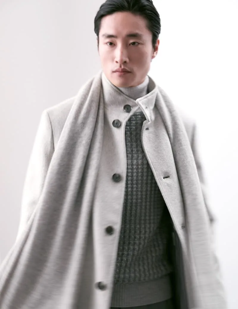 Wool Blend Funnel Neck Coat