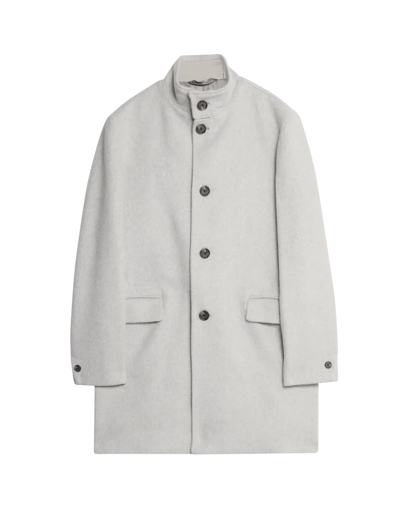 Wool Blend Funnel Neck Coat