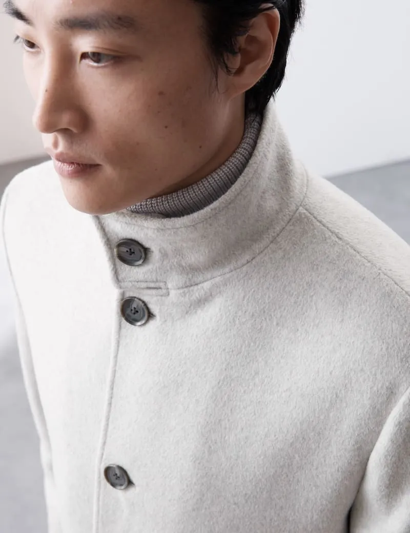 Wool Blend Funnel Neck Coat