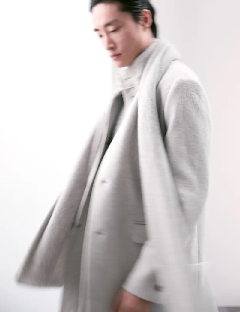 Wool Blend Funnel Neck Coat